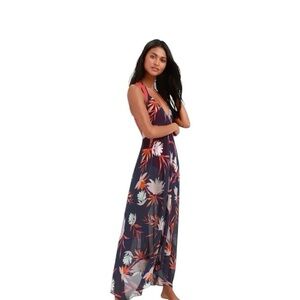 Lulu's Floral Maxi Dress - Navy and Multicolor